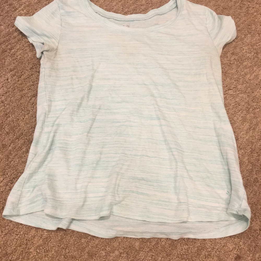 Blue striped juniors T-shirt.